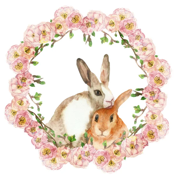 Akvarell Kézzel Festett Természet Virágos Vadon Élő Állatok Összetétele Zökkenőmentes — Stock Fotó