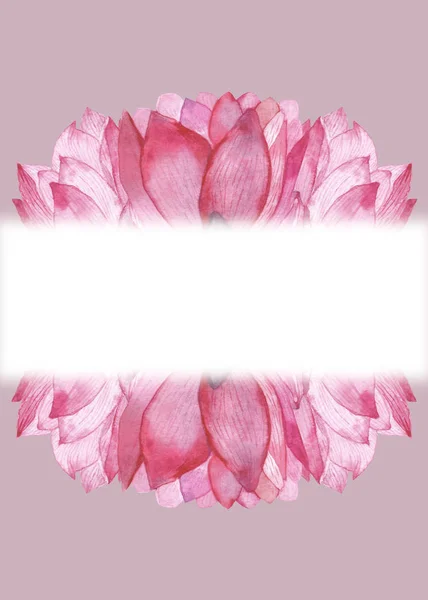 Акварель Ручна Розфарбована Природа Квіткова Банерна Рамка Рожевими Квітами Лотоса — стокове фото