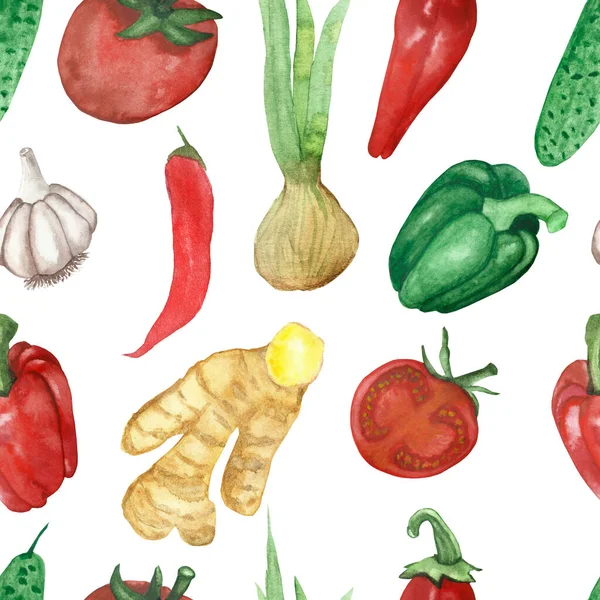 파슬리 월계수 토마토 향신료 무늬를 그렸다 — 스톡 사진