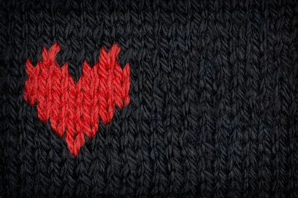 Knitted Red Heart — Stock Photo, Image