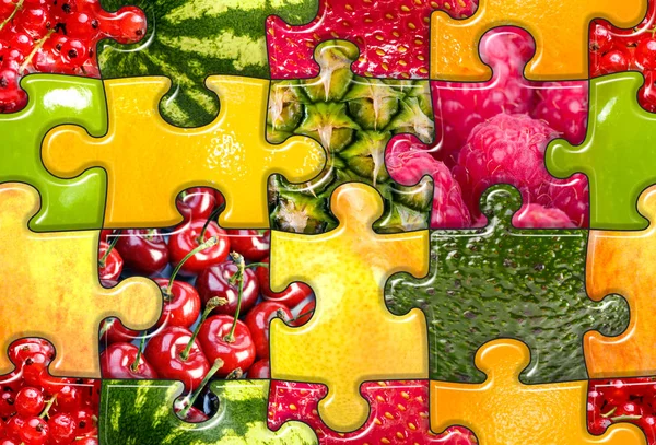 Owoce Puzzle bezszwowe — Zdjęcie stockowe
