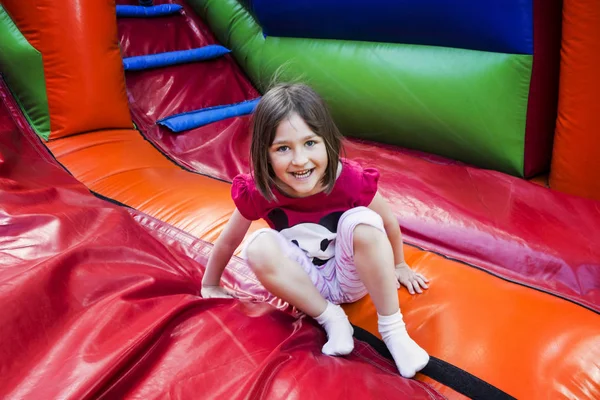 Girl on Jumping Castle — Stock Photo, Image