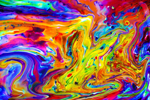 Pintura Acrílica Abstracta Colorida Mezcla Dinámica Natural Pigmentos Color Aceite —  Fotos de Stock