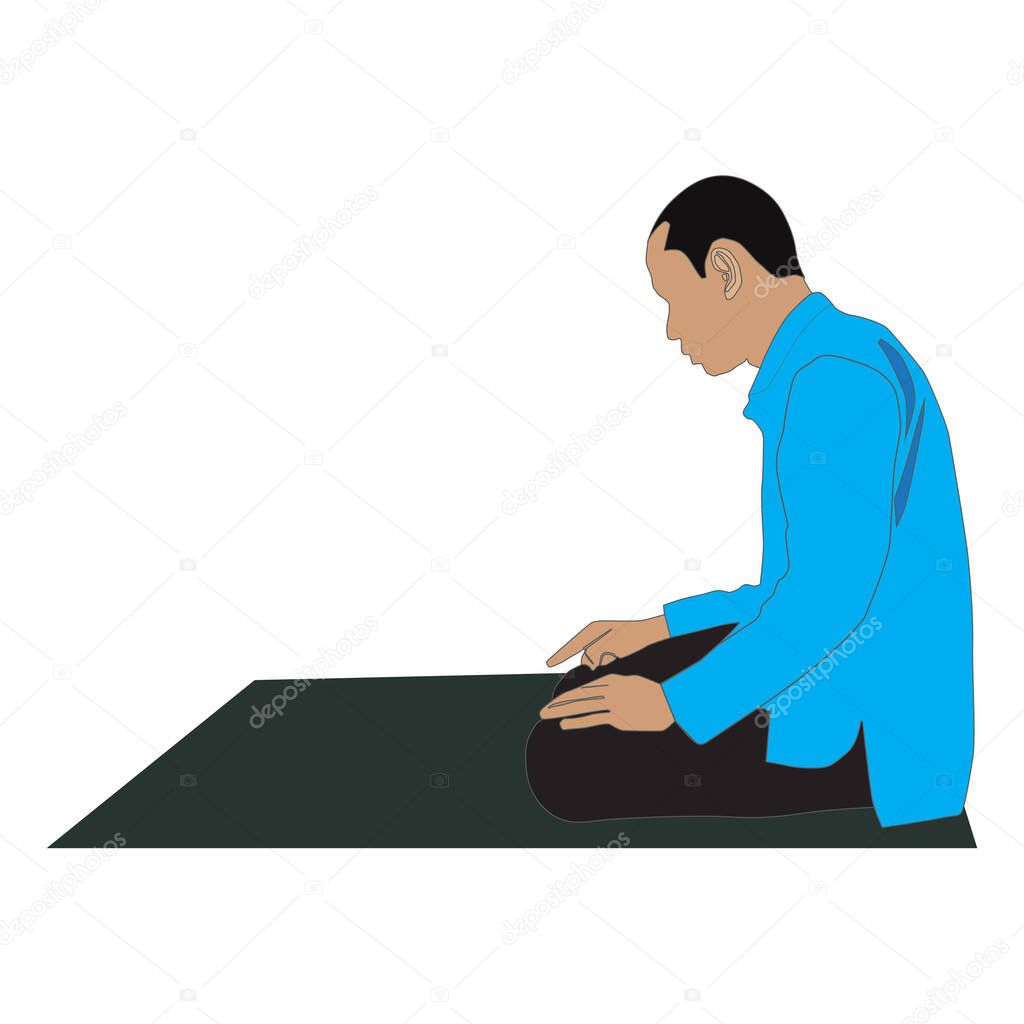 Vector illustration of man prostration for praying of muslim