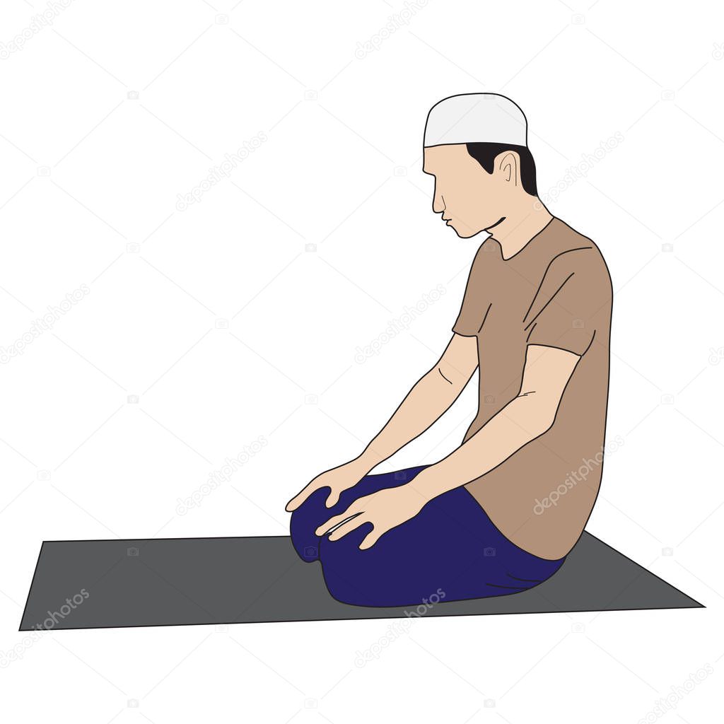 Vector illustration of muslim man praying