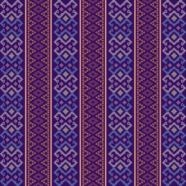 Batak padrão sem costura étnica com ulos motivo. padrão de pano design criativo. Ornamento étnico tribal sem costura padrão. Ilustração colorida. Motivo étnico para têxteis — Vetor de Stock