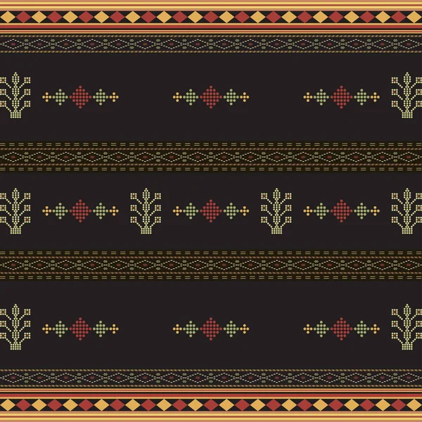 Pano de design criativo Padrão horizontal. Ornamento étnico tribal sem costura padrão. Ilustração colorida. Motivo étnico batik para têxteis —  Vetores de Stock