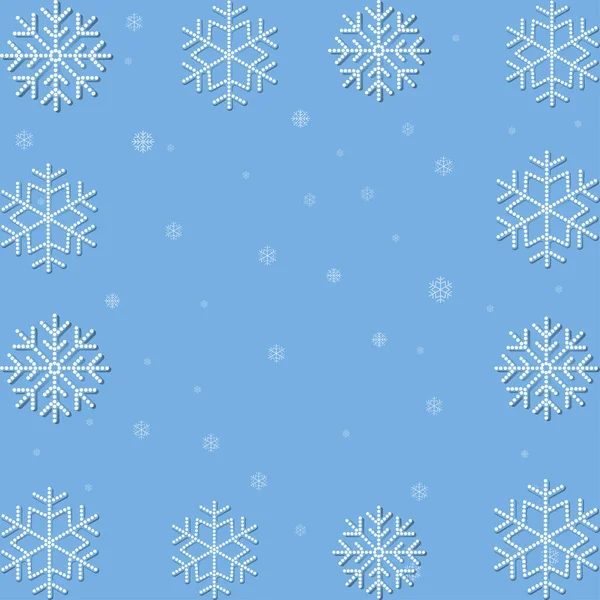 青色の背景に隔離されたクリスマスの落下雪片ベクトル スノーフレーク装飾効果 Xmas雪のフレークパターン 魔法の白い雪のテクスチャ 冬の吹雪イラスト — ストックベクタ