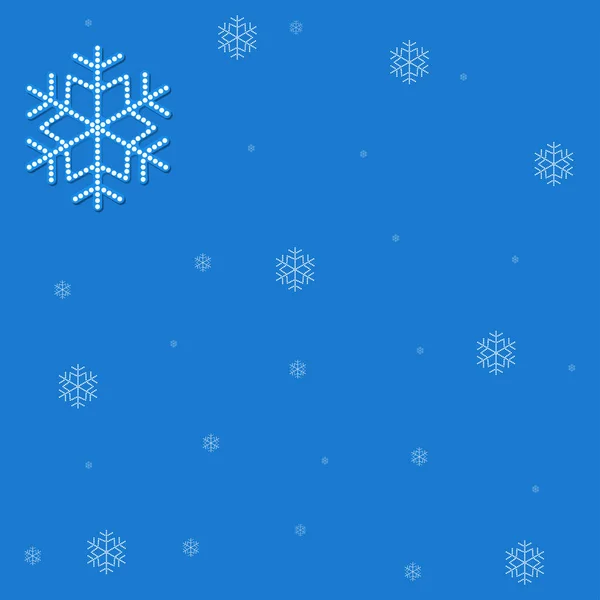 青色の背景に隔離されたクリスマスの落下雪片ベクトル。スノーフレーク装飾効果。Xmas雪のフレークパターン。魔法の白い雪のテクスチャ。冬の吹雪イラスト. — ストックベクタ