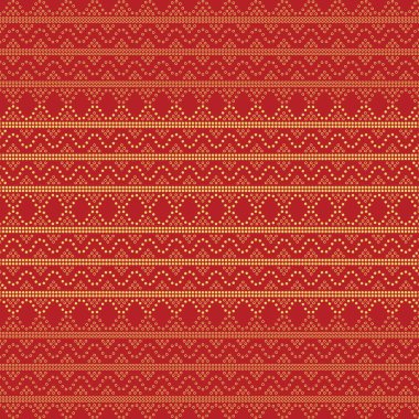 Kusursuz geometrik süs desenli arka plan. Kusursuz geleneksel tekstil bandosu sari sınırı. yaratıcı, kusursuz yerli bandhani dokuları sınır tasarımı