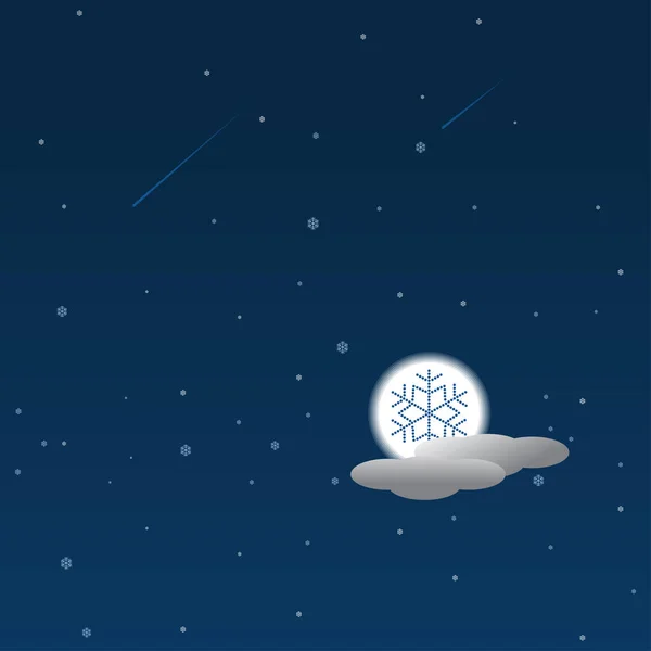Abstrato Ícone Floco Neve Fundo Luar Ilustração Tempestade Neve Inverno — Vetor de Stock