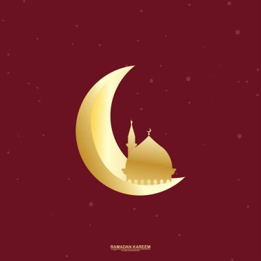 Ramazan ayı, yıldızlar. Parti dekorasyonu. Altın yıldız ve ay. Müslüman kutsal ayı Ramazan Kareem için tebrik kartı, bayrak veya davetiye. Ramazan Kareem Tasarım Arkaplanı.