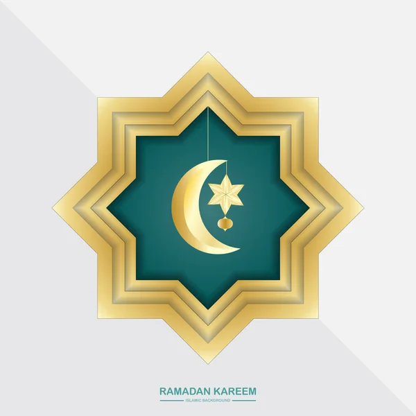Lua Ramadã Estrelas Decoração Festa Estrela Dourada Lua Cartão Saudação — Vetor de Stock
