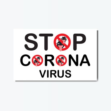 Çıkartma işareti, koronavirüs uyarısı. Koronavirüsü durdurun. Coronavirüs salgını. Coronavirus tehlikesi ve halk sağlığı risk hastalığı ve grip salgını. Tehlikeli hücreli pandemik tıbbi konsept