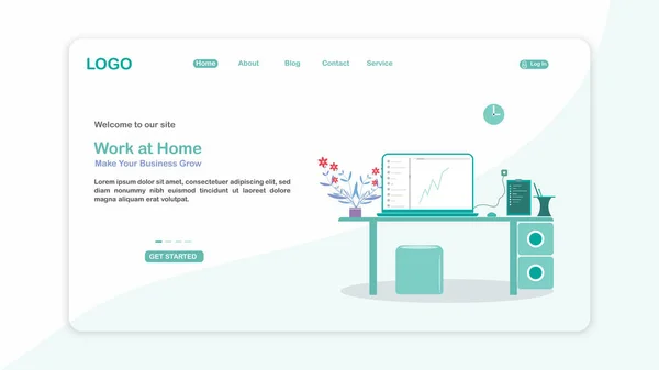 Landing Page Template Der Arbeit Hause Modernes Konzept Der Flachen — Stockvektor