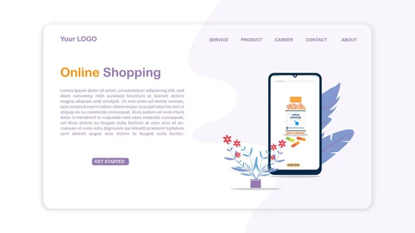 Landing Page Template Von Online Shopping Modernes Konzept Der Flachen — Stockvektor