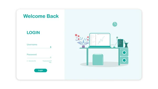 Einfache Login Page Template Design Für Website Handy Computer Anwendung — Stockvektor