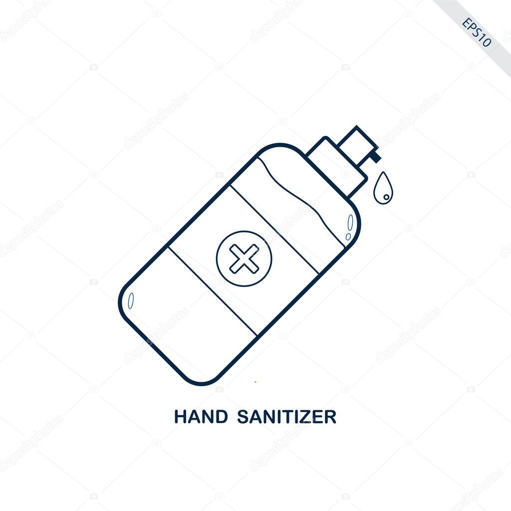 Hand sanitizer icon or symbol. Alcohol rub sanitizers can kill most bacteria, fungi and stop some viruses such as coronavirus. Hygiene product. Covid-19 spread prevention.