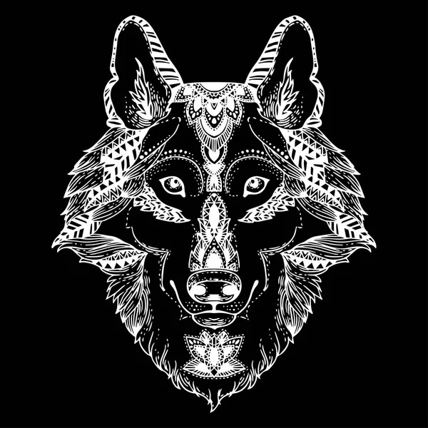 Impresión de cabeza de lobo para colorear página — Archivo Imágenes Vectoriales