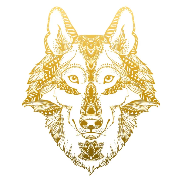 Wolf head print for  coloring page — Stock Vector