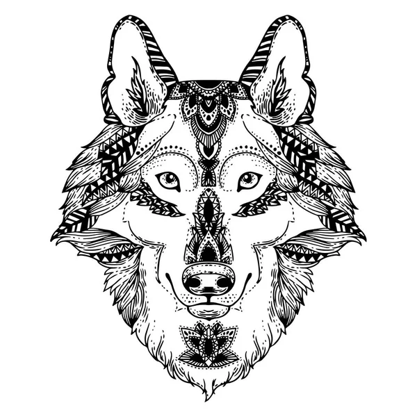 Stampa testa di lupo per pagina da colorare — Vettoriale Stock
