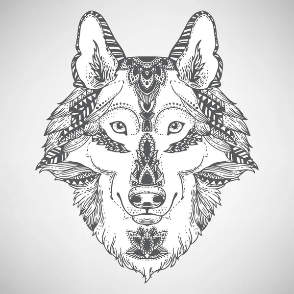 Wolf hoofd voor de kleurplaat pagina afdrukken — Stockvector