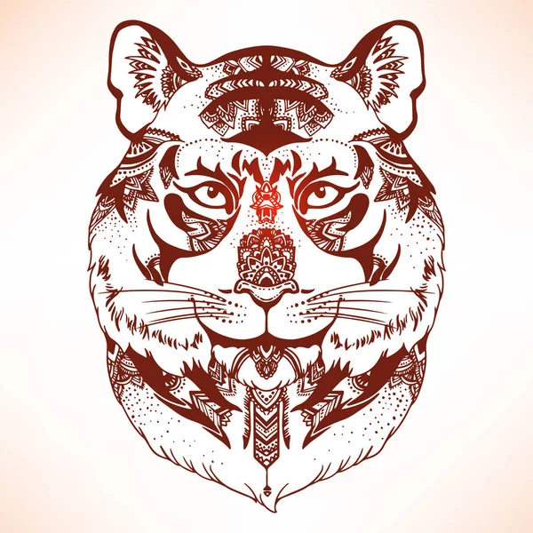 Tête d'animal à motifs ethniques — Image vectorielle
