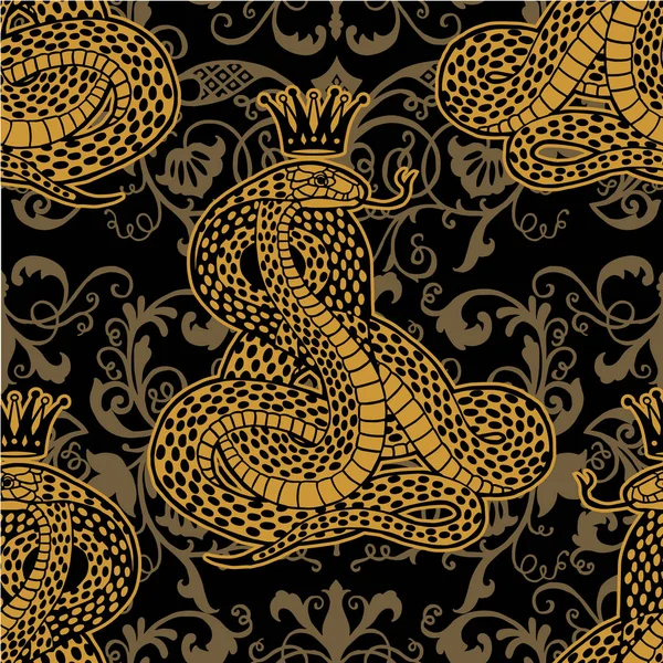 Serpent avec Couronne motif sans couture — Image vectorielle