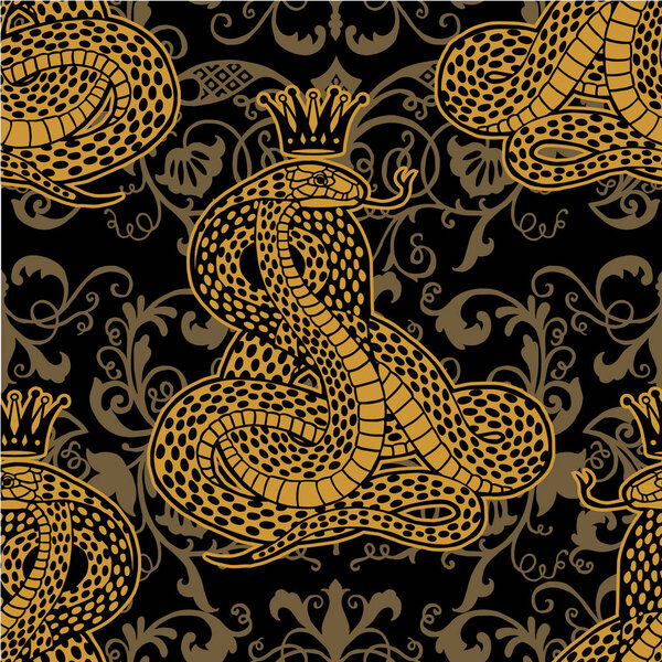  Snake with Crown seamless pattern