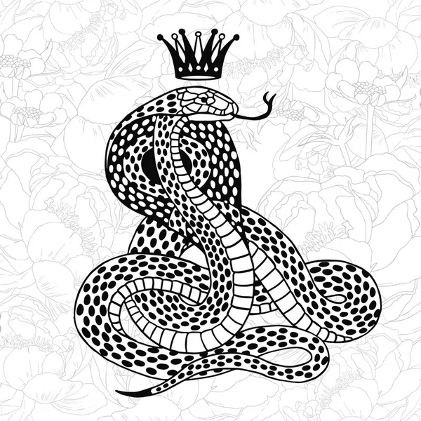 Snake with Crown illustration — Stock Vector