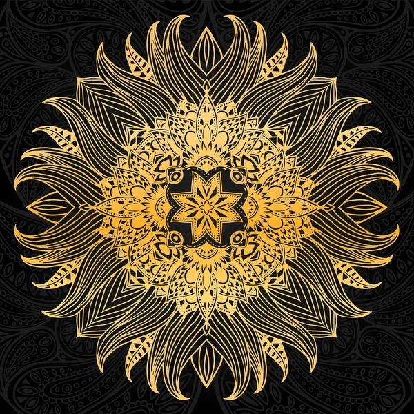 Mandala de oro dibujado a mano — Vector de stock