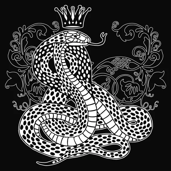 Белая змея с короной — стоковый вектор