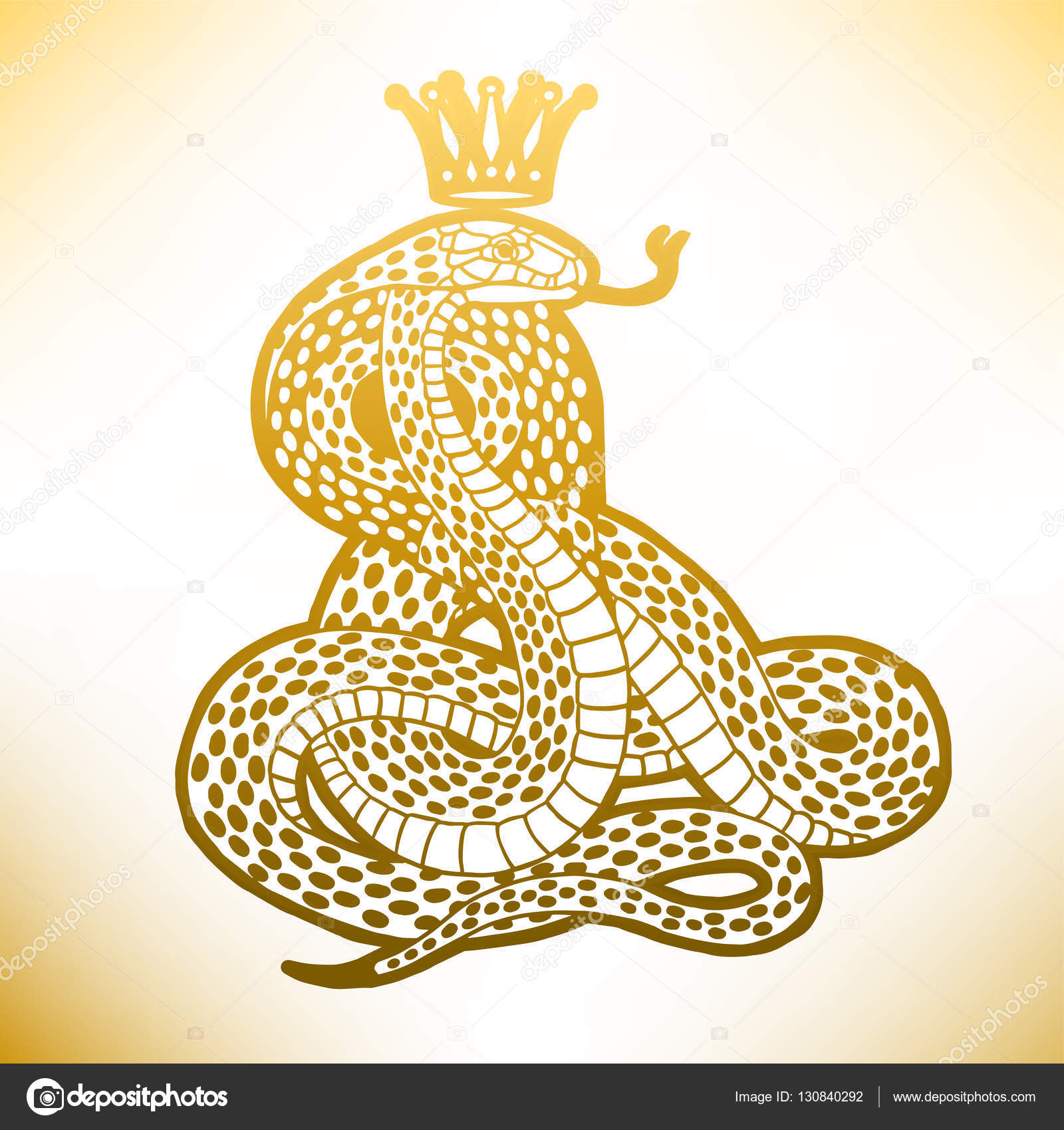 Golden snake with crown — Stock Vector © mazeina 130840292