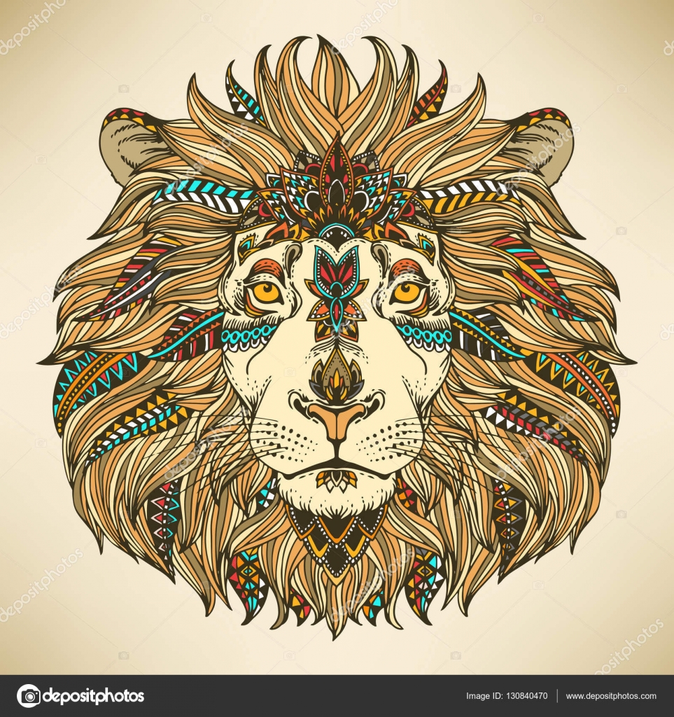 Tªte de Lion pour Coloriage anti stress — Image vectorielle