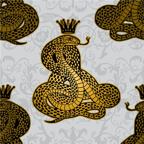 Serpiente dorada con corona — Vector de stock
