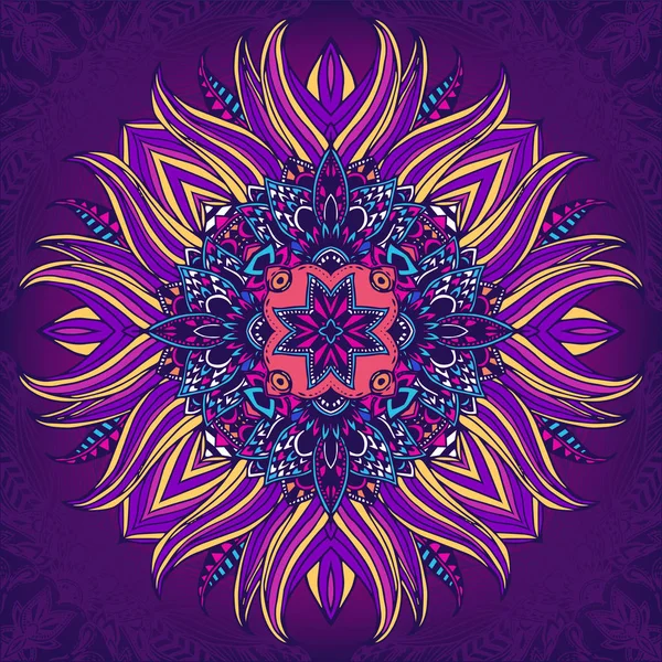 Mandala coloré dessiné à la main — Image vectorielle