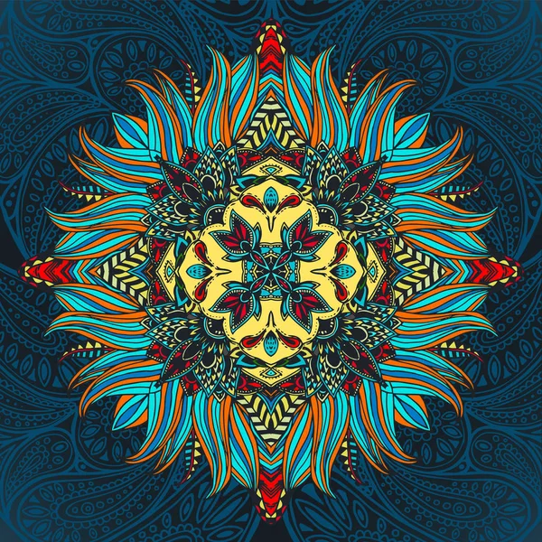 Mandala colorido dibujado a mano — Vector de stock