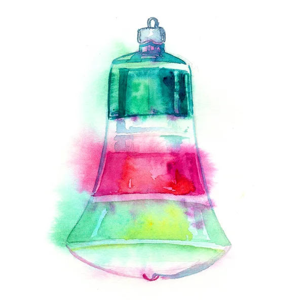Watercolor Christmas bell — Stock Photo, Image
