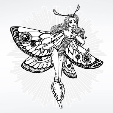 Kelebek kanatları ile kız