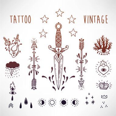 Kalp, gözler, bıçaklar ve diğer öğeleri