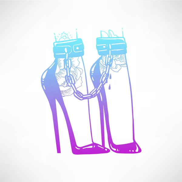 Yüksek topuklar üzerinde Mürekkeplenmiş kadın bacakları — Stok Vektör