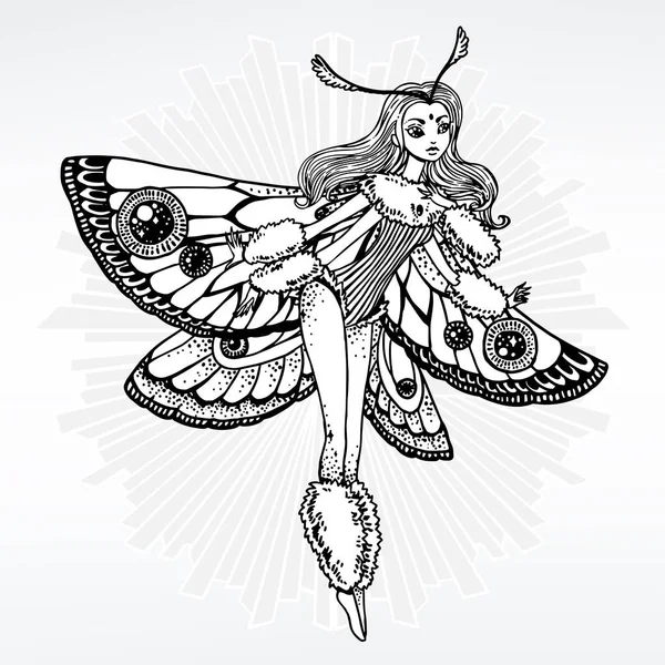 Fille avec des ailes de papillon — Image vectorielle
