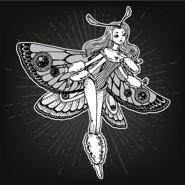 Dívka s motýlích křídel — Stockový vektor