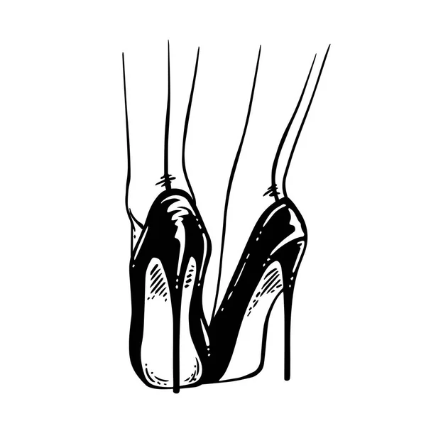 Piernas femeninas en tacones altos — Vector de stock