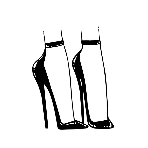 女性腿上的高跟鞋 — 图库矢量图片