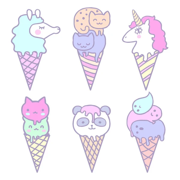 Modello gelato con animali — Vettoriale Stock