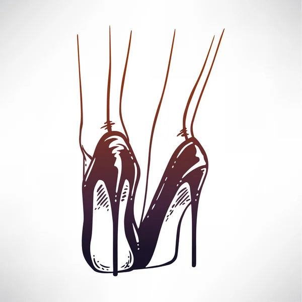 Jambes féminines brillantes sur talons hauts — Image vectorielle