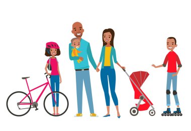 Büyük aile tatil. Vektör çizim.