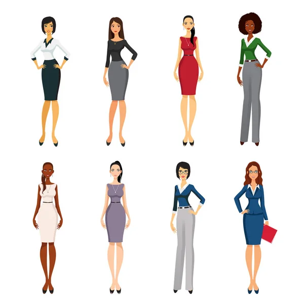Set of elegant people in business suits — Stock Vector