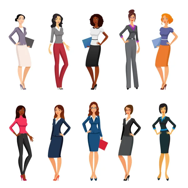 Set of elegant people in business suits — Stock Vector